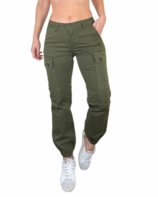 Habiti pantalone cargo cotone verde militare - vista frontale