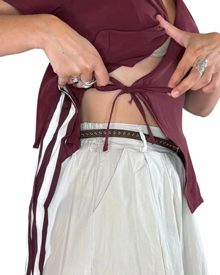 CADì - Camicia incrociata in modal - BORDEAUX