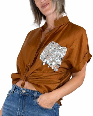 CADì - Camicia Jaffa paillettes - MATTONE