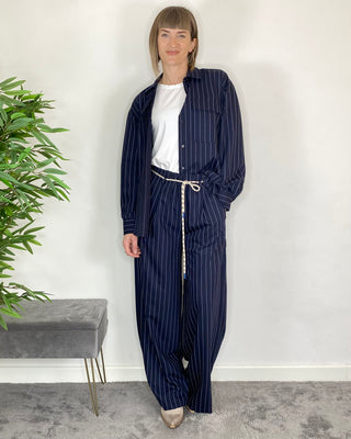 Vicolo – Oversize-Nadelstreifenhemd – BLAU