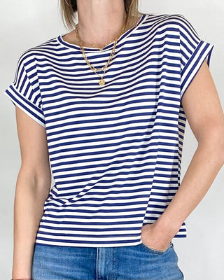 Susy Mix - T-shirt scatola righe - BLU