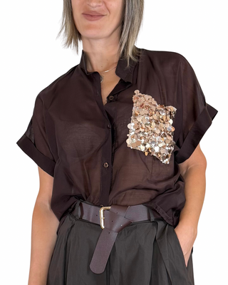 CADì - Camicia Jaffa paillettes - MORO