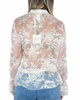 Vicolo - Blusa pizzo con laccio - BURRO