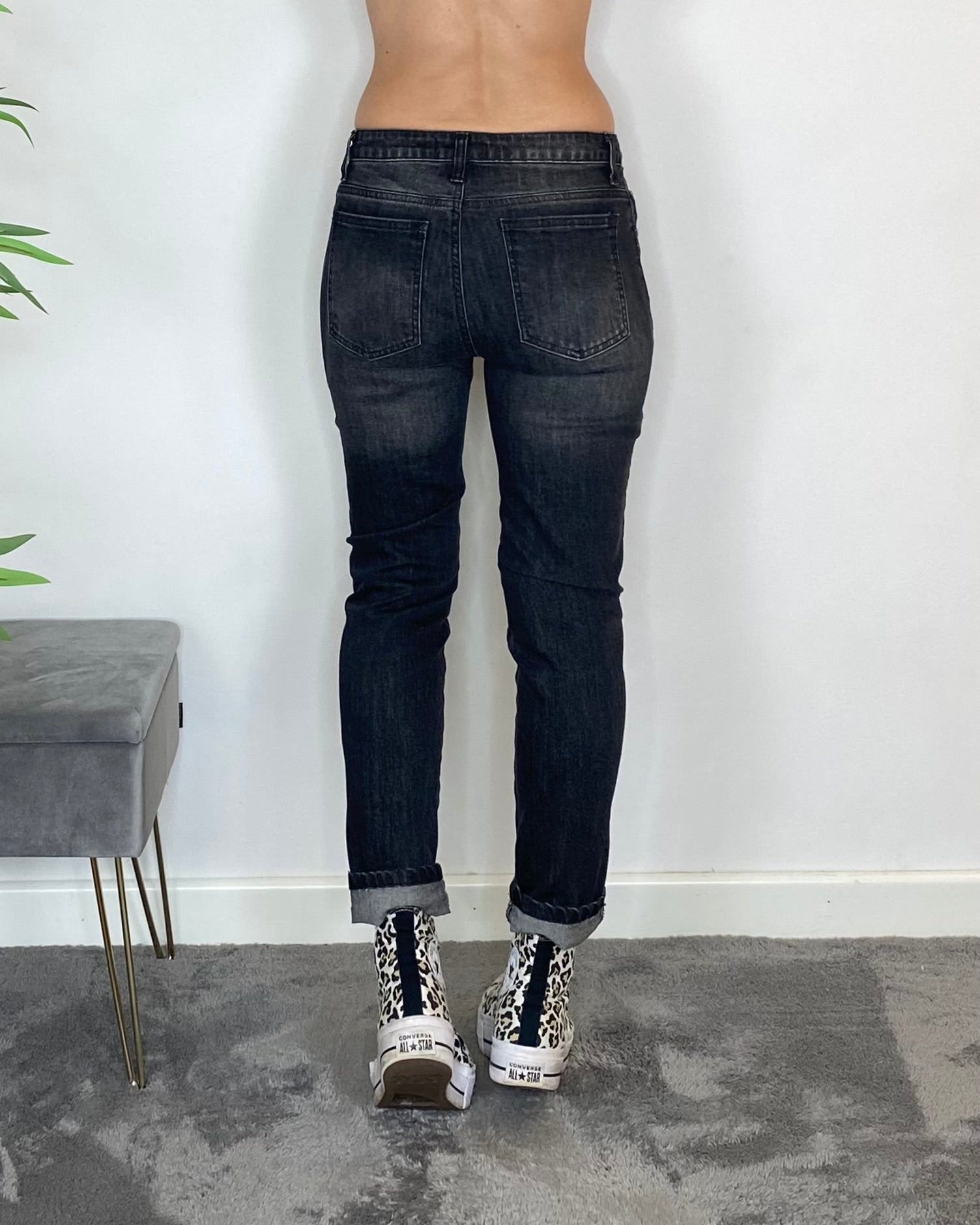 Jeans slimfit vita alta - NERO