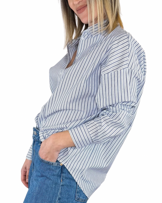 Habiti - Camicia bastoncino filo lurex - BLU