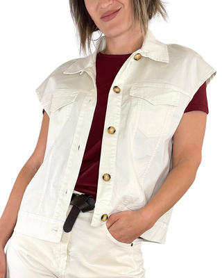 Vicolo - Gilet in gabardina di cotone - BURRO