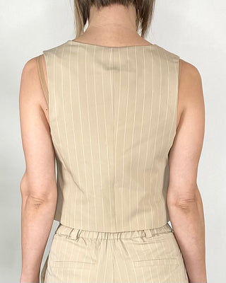 Tensione In - Gilet e pantalone gessato - BEIGE