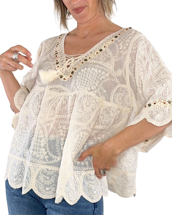 CADì - Blusa boho - ECRU'