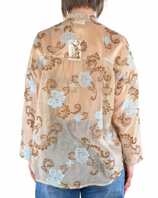 Habiti - Camicia coreana ricamata - BEIGE