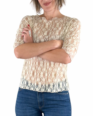 Habiti - T-shirt Chiara pizzo - BURRO