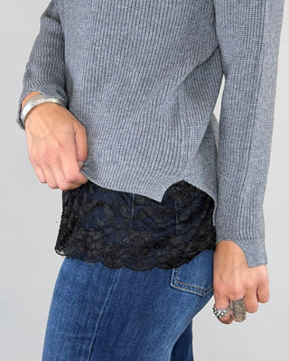 Susy Mix - Maglia punto inglese pizzo - GRIGIO