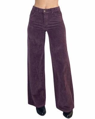 Habiti - Pantalone palazzo velluto - VINO