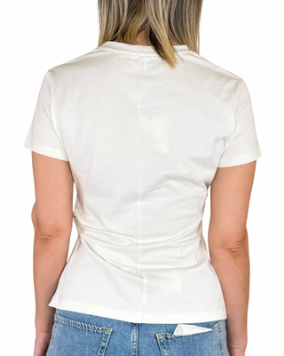 Vicolo - T-shirt spacco e arriccio - PANNA