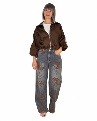 Habiti - Jeans palazzo con fiori devorè - JEANS