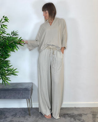 Nanebi - Pantalone palazzo fluido - SABBIA