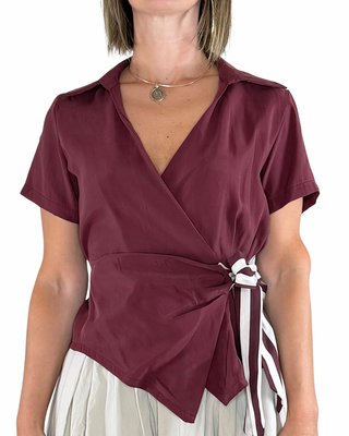 CADì - Camicia incrociata in modal - BORDEAUX