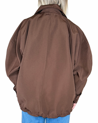 Habiti - Giacca corta doppiopetto stondata oversize - CIOCCOLATO