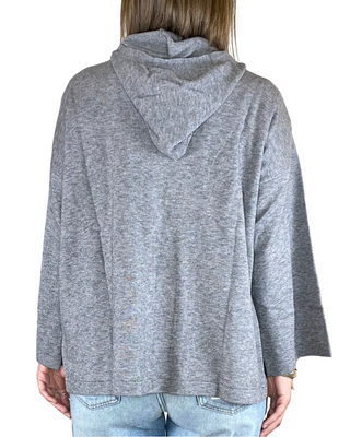 Vicolo - Cardigan cappuccio e coulisse - GRIGIO