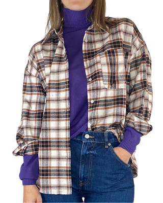 Susy Mix - Camicia scozzese flanella - BURRO