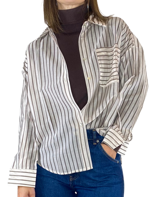 Susy Mix - Camicia gessata a scatola - BURRO