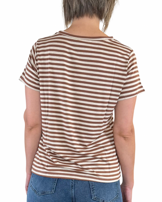 Habiti - Regular T-Shirt mit Streifen aus Viskose - TABAK