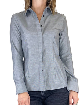 Susy Mix - Camicia slim cabochon - GRIGIO