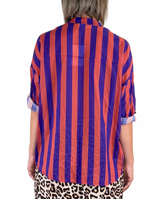 Habiti - Camicia righe in mussola di cotone - VIOLA