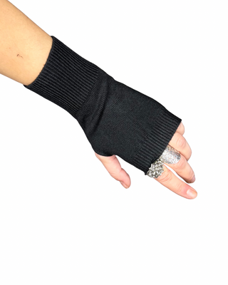 habiti - guanti senza dita misto cachemire - nero