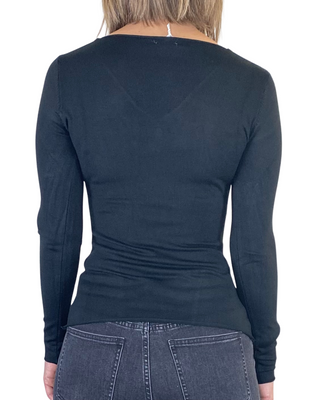 Susy Mix - Maglia slim scollo V - NERO
