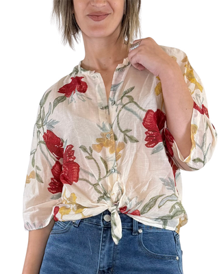 CADì - Camicia Margarita misto seta - ROSSO