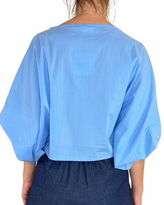 Habiti - Blus Farfalla tinta unita - AZZURRO