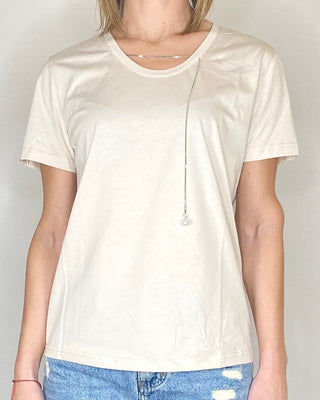 CADì - T-shirt collana perla - BEIGE