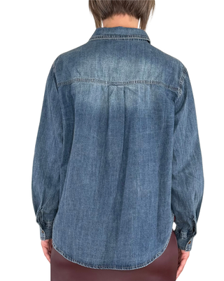Habiti - Camicia denim applicazioni ecopelle - JEANS