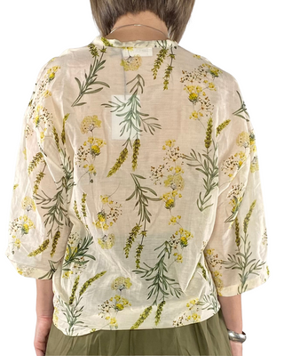 Habiti - Camicia fantasia mussola cotone/seta - BURRO