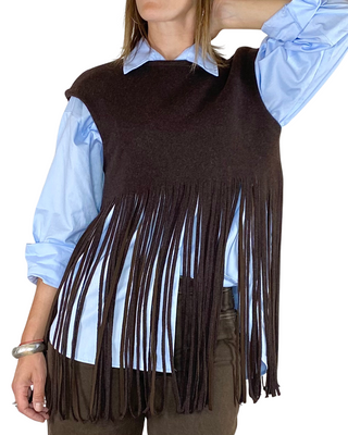tensione in - gilet c/frange - moro