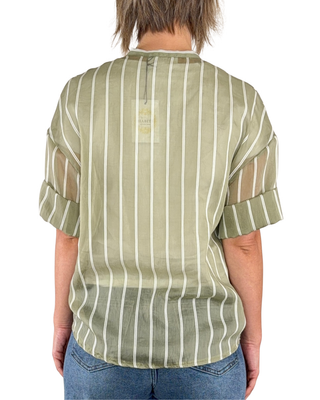 Habiti - India-Hemd mit Stäbchenmuster - MILITÄRGRÜN