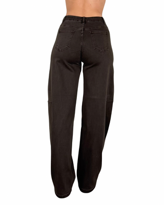 Habiti - Jeans barrel con strass - MORO