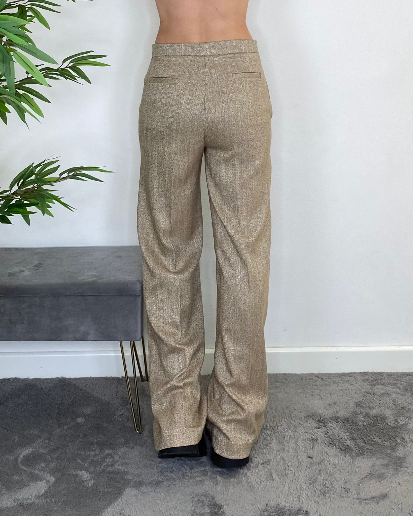 Pantalone spinato palazzo - CAMMELLO