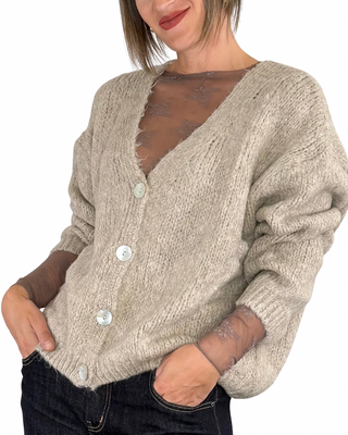 Habiti - Cardigan con bottoni - BEIGE
