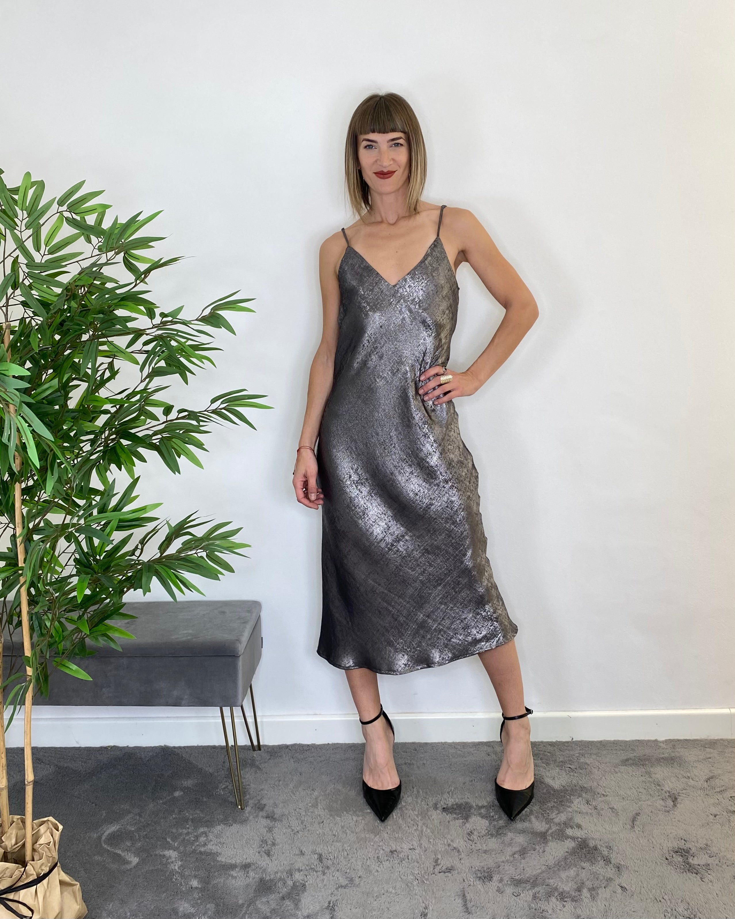 Slipdress spalmato - GRIGIO