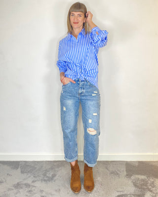 CADì - Oversize-Shirt mit enger Passform - BLAU