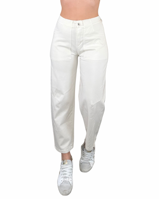 Habiti - Pantalone barrell elasticizzato - BURRO