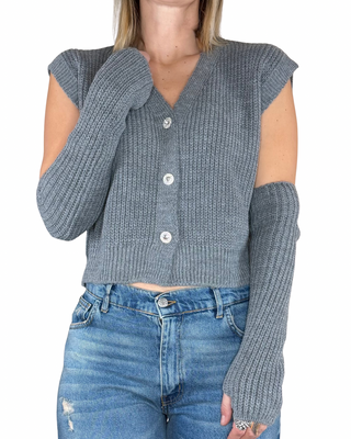 Susy Mix - Gilet con manicotti - GRIGIO