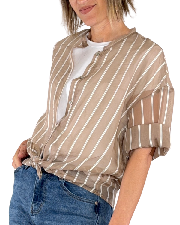 Habiti - Camicia India bastoncino - FANGO