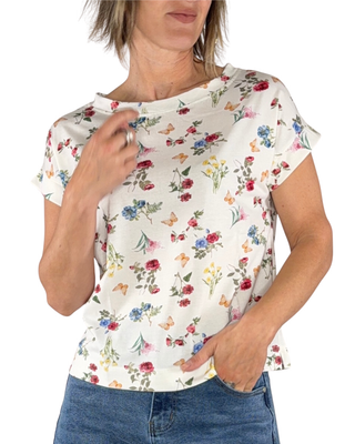 Habiti - T-shirt provenzale a scatola - PANNA