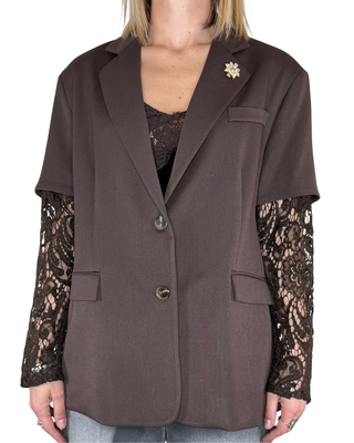 Susy Mix - Blazer maniche pizzo - MORO