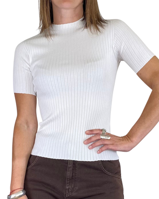 vicolo - maglia costine lupetto - panna