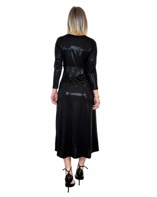 Susy Mix - Abito lungo spalmato - NERO