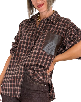 Habiti - Camicia flanella con taschino - MORO