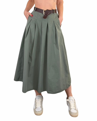 Habiti - Gonna lunga in cotone - VERDE MILITARE